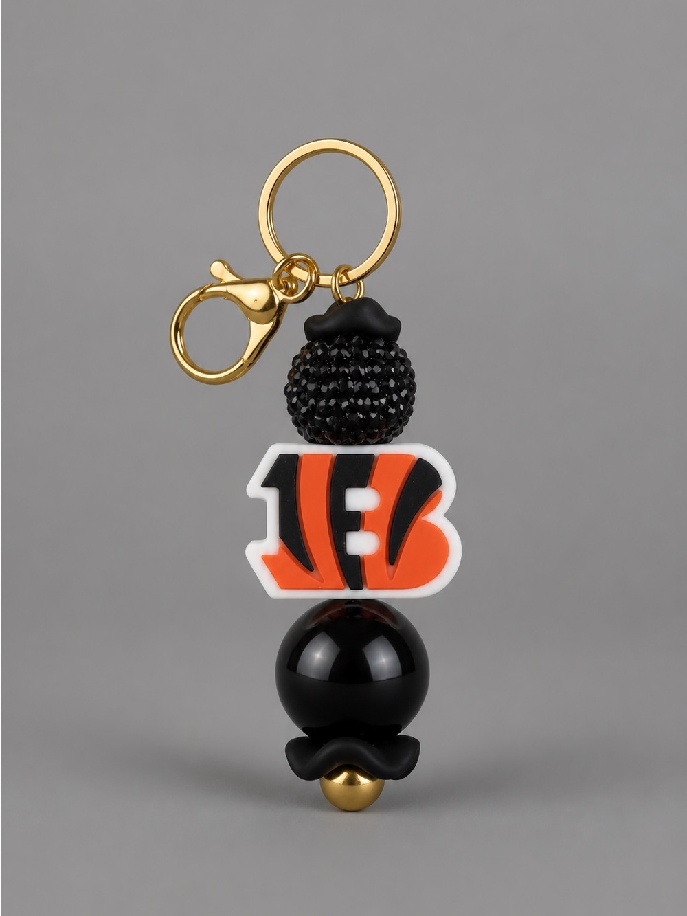 Cincinnati Bengals Football Beaded Keychain Bag Charm